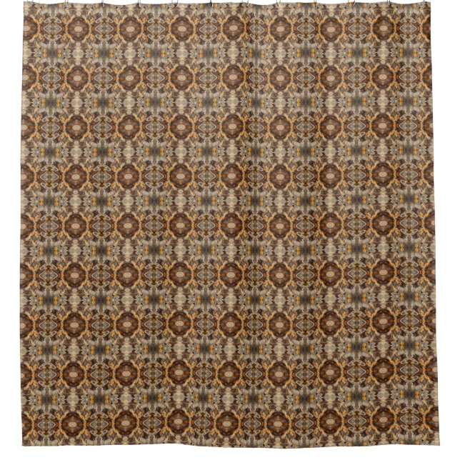 Abstract Frozen Leaf Nature Rusty Brown Shower Curtain (Front)