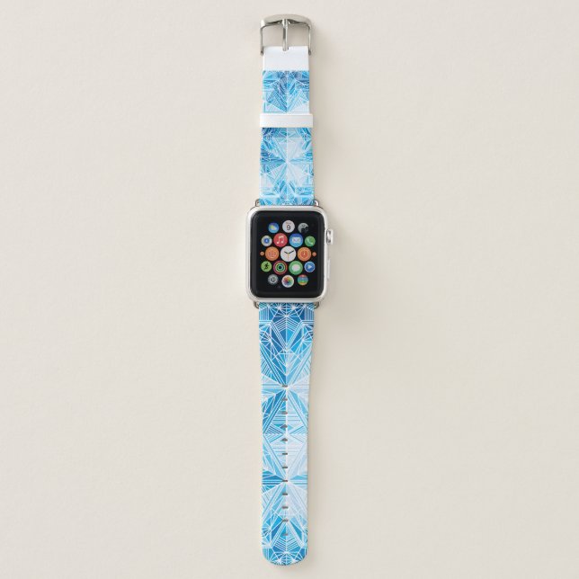 Abstract frozen star snowflakes seamless pattern apple watch band (Front)