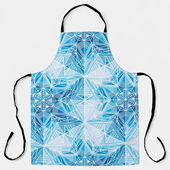 Abstract frozen star snowflakes seamless pattern apron (Front)