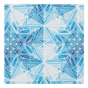 Abstract frozen star snowflakes seamless pattern faux canvas print