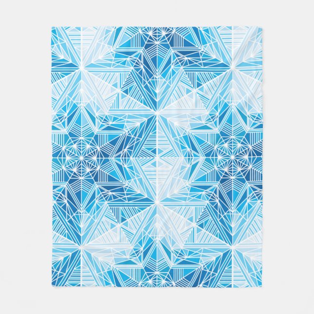 Abstract frozen star snowflakes seamless pattern fleece blanket (Front)