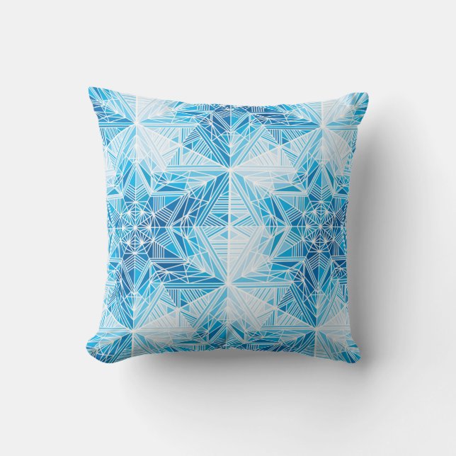 Abstract frozen star snowflakes seamless pattern throw pillow (Front)