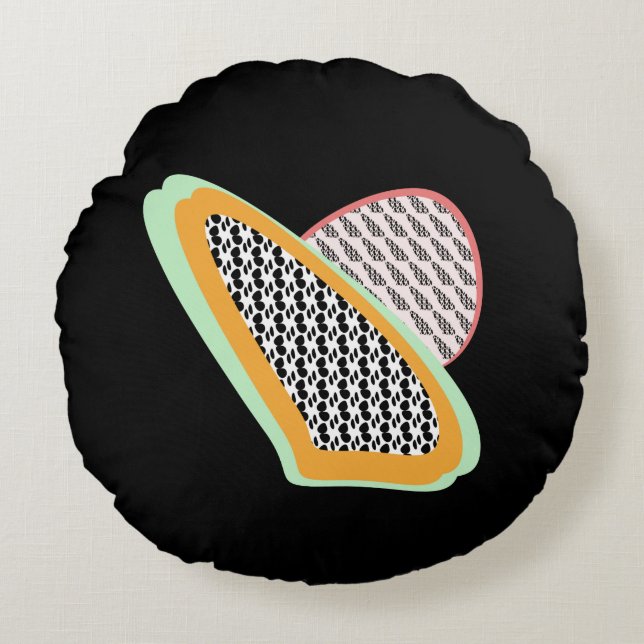 Abstract Fruit Papaya Dragonfruit Pattern Round Pillow (Front)