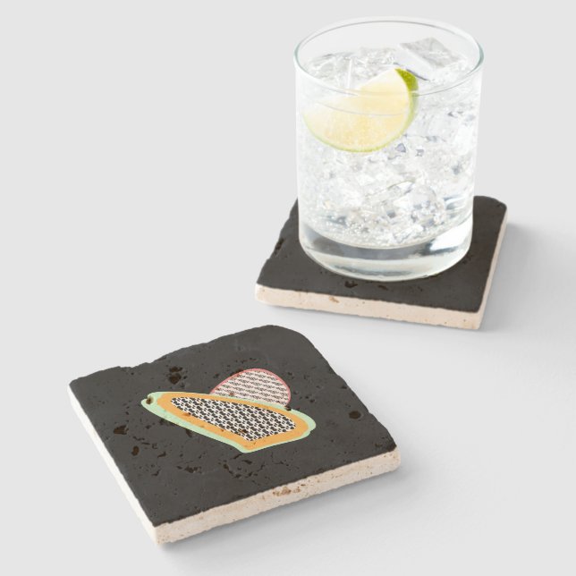 Abstract Fruit Papaya Dragonfruit Pattern  Stone Coaster (Side)