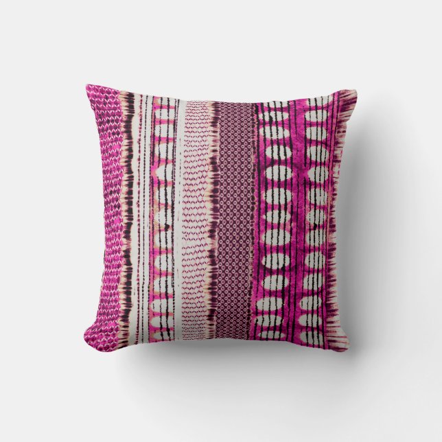 abstract fuchsia colorful ethnic border pattern throw pillow (Front)