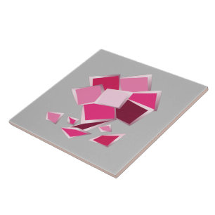 Abstract fuchsia flower ceramic tile