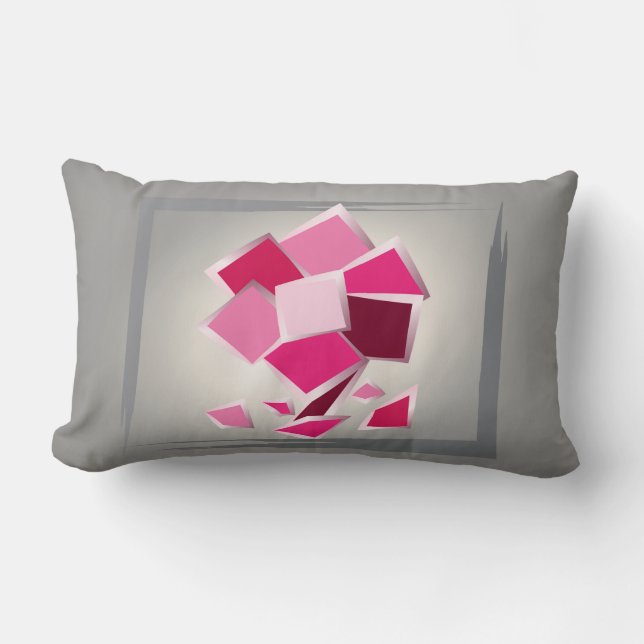 Abstract fuchsia flower lumbar pillow (Front)