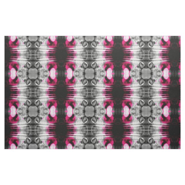 Abstract Fuchsia, Grey and Black Grain Pattern Fabric (Fat Quarter)