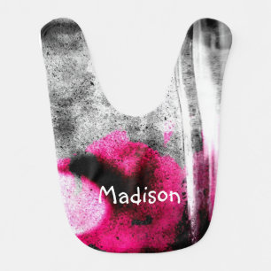 Abstract Fuchsia, Grey and Black Grain Photo Art Baby Bib