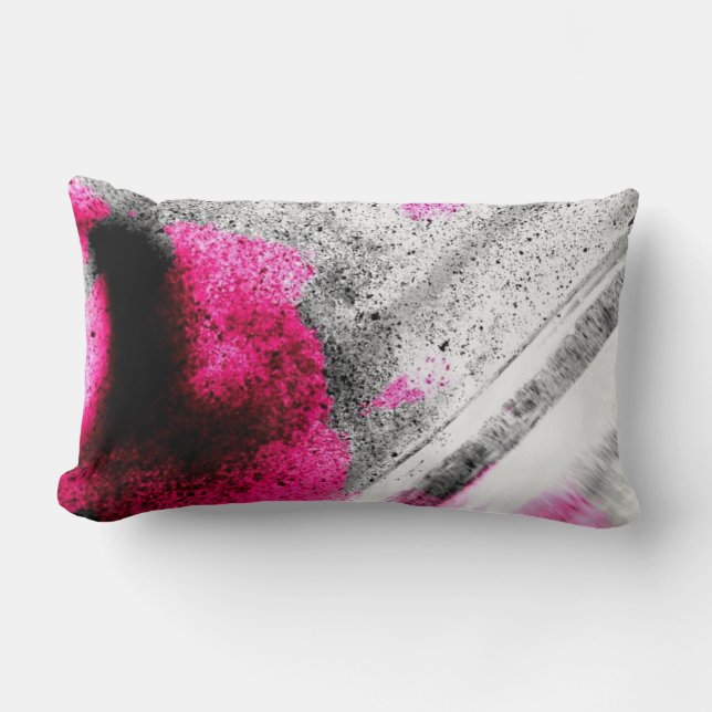Abstract Fuchsia, Grey and Black Grain Photo Art Lumbar Pillow (Front)