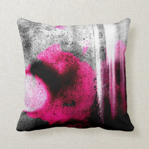 Abstract Fuchsia, Grey and Black Grain Photo Art Throw Pillow