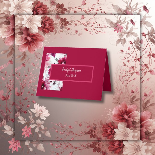 abstract fuchsia rose wedding seating card (Creator Uploaded)