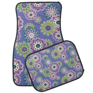 Abstract fun cartoon flowers floral kids scandinav car floor mat