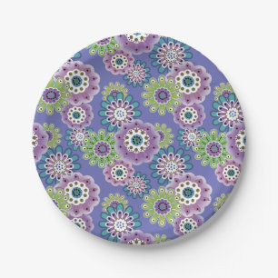 Abstract fun cartoon flowers floral kids scandinav paper plates