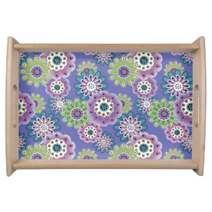 Abstract fun cartoon flowers floral kids scandinav serving tray