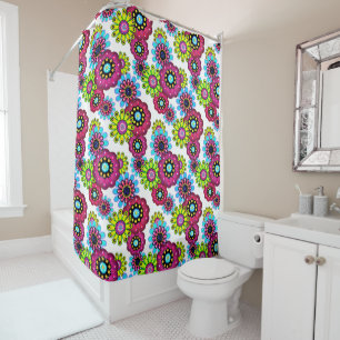 Abstract fun cartoon flowers floral kids scandinav shower curtain