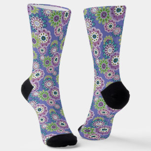 Abstract fun cartoon flowers floral kids scandinav socks