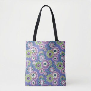 Abstract fun cartoon flowers floral kids scandinav tote bag