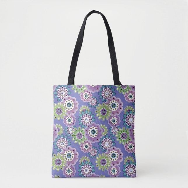 Abstract fun cartoon flowers floral kids scandinav tote bag (Front)