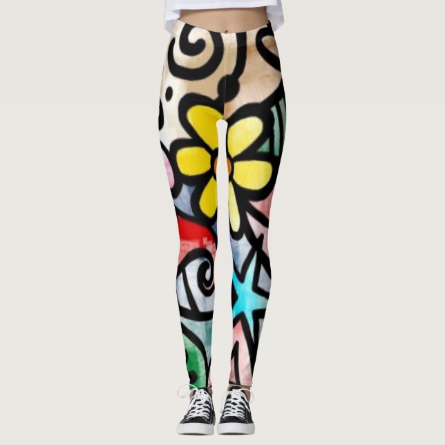 Abstract Fun colorful Leggings  (Front)