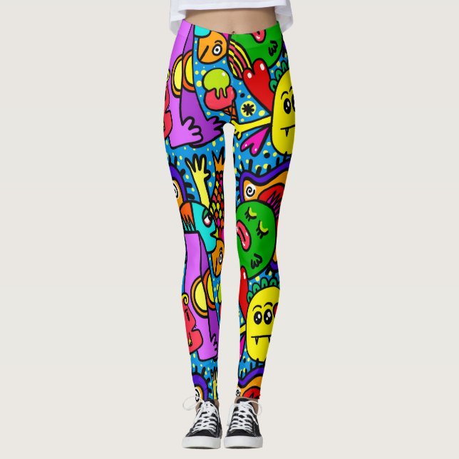 Abstract Fun Colorful Leggings (Front)