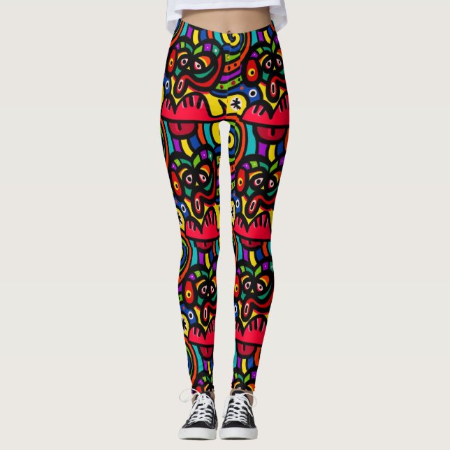 Abstract Fun Colorful Leggings (Front)