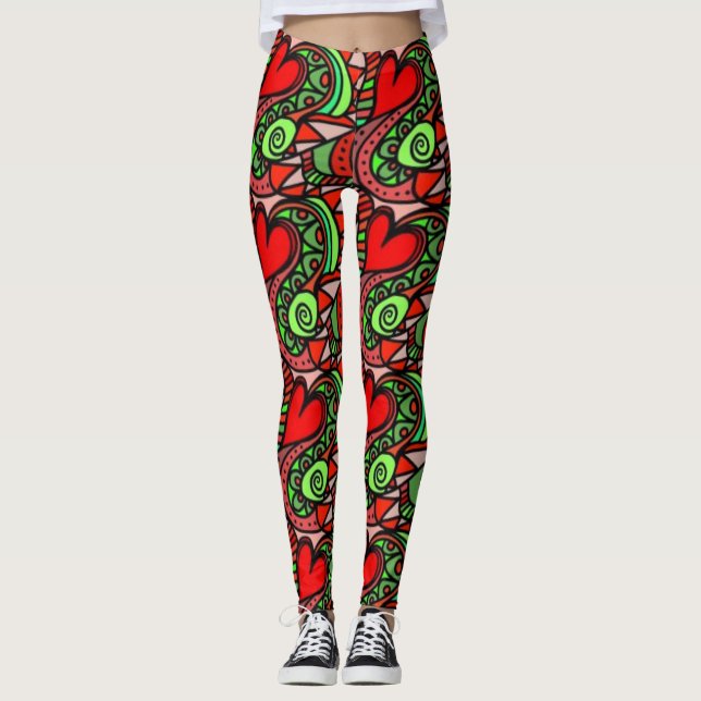 Abstract Fun Colorful Leggings (Front)