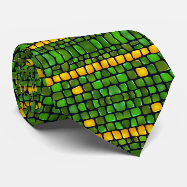 Abstract Fun Green Yellow Black Corn Peas Pattern Neck Tie (Rolled)