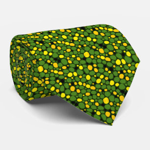 Abstract Fun Green Yellow Black Corn Peas Pattern Neck Tie
