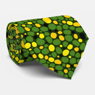 Abstract Fun Green Yellow Black Corn Peas Pattern Neck Tie