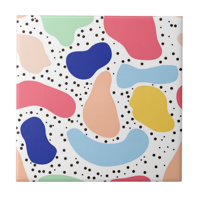 Abstract fun modern cute kids summer shapes figure ceramic tile (Front)