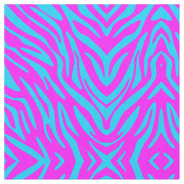 Abstract Fun Pink and Blue Zebra Stripe Fabric (Close Up)