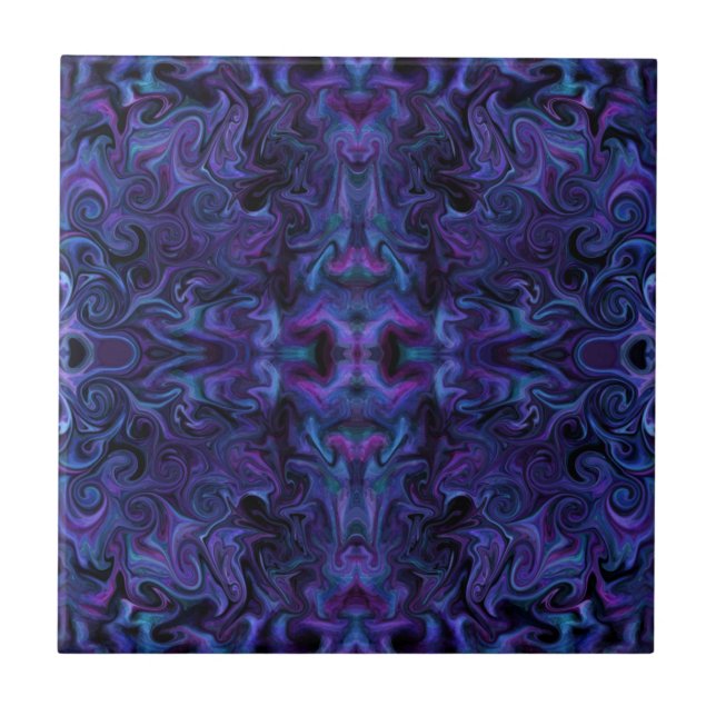 Abstract Funky Deep Purple Ceramic Tile (Front)
