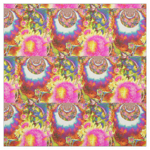 Abstract funky floral Sunflower fields Fabric