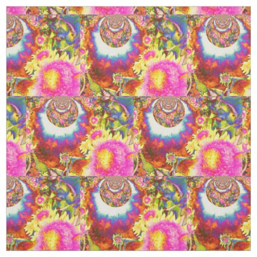 Abstract funky floral  Sunflower fields  Fabric
