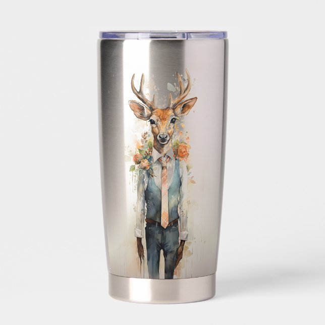 Abstract Funky Male Deer Insulated Tumbler (Front)