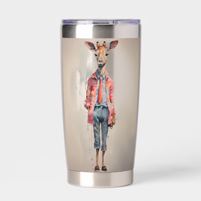 Abstract Funky Male Giraffe Insulated Tumbler (Front)