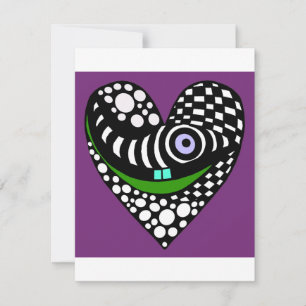 Abstract, funky purple heart love valentine card