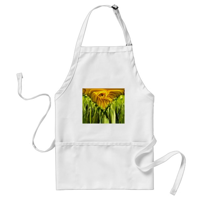 Abstract funky retro Sunflower, scared geometry  Adult Apron (Front)