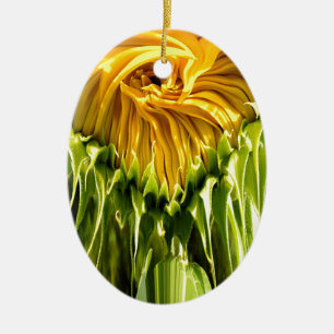 Abstract funky retro Sunflower, scared geometry  Ceramic Ornament