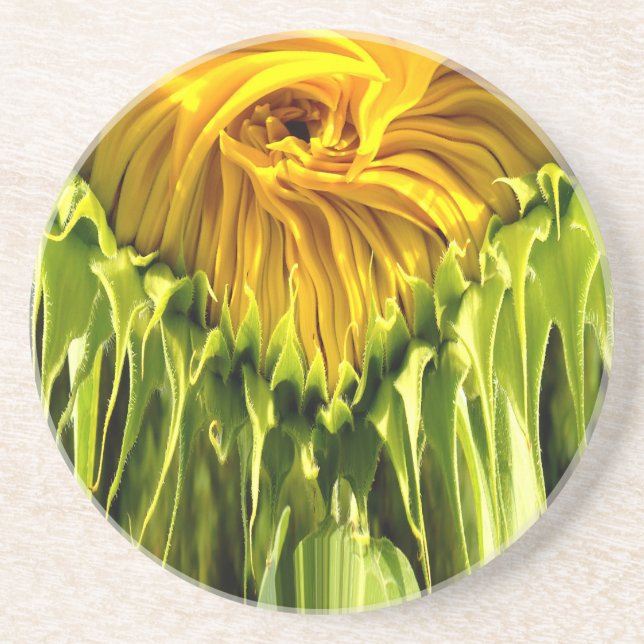 Abstract funky retro Sunflower, scared geometry  Coaster (Front)