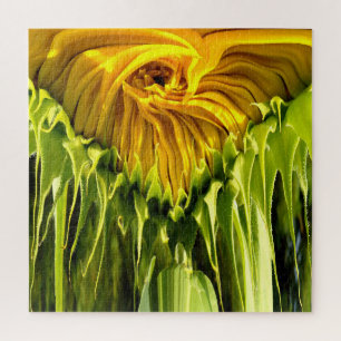 Abstract funky retro Sunflower, scared geometry Jigsaw Puzzle