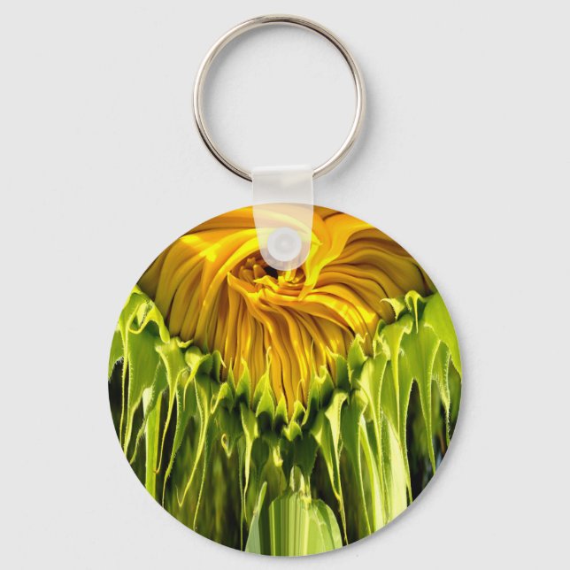 Abstract funky retro Sunflower, scared geometry  Keychain (Front)