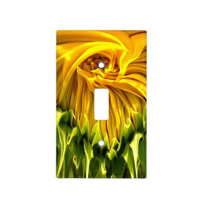Abstract funky retro Sunflower, scared geometry  Light Switch Cover (Front)