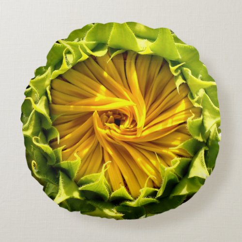 Abstract funky retro Sunflower scared geometry  Round Pillow