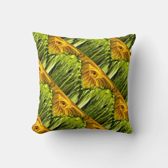 Abstract funky retro Sunflower, scared geometry  Throw Pillow (Front)