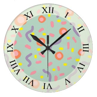 Abstract Funny Positive Pattern Lines Dots  Large Clock