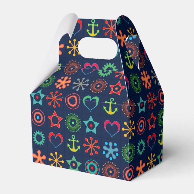 Abstract, funny, shapes, retro favor boxes (Front Side)