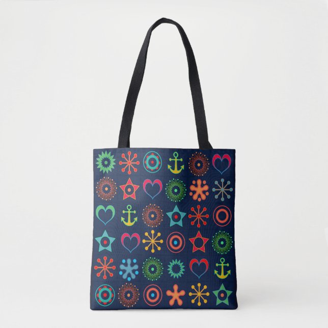 Abstract, funny, shapes, retro tote bag (Front)