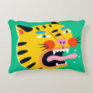 Abstract funny tiger accent pillow